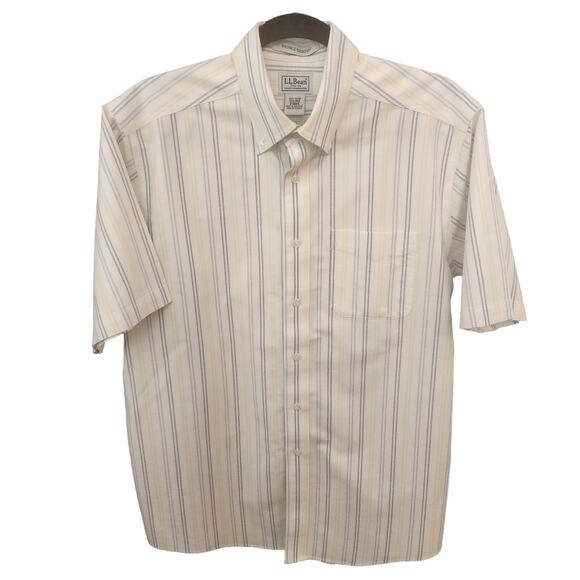 LL Bean Wide Stripe Button Up Casual Classic Shirt One Packet Men's Size 15.5 R - Picture 1 of 4